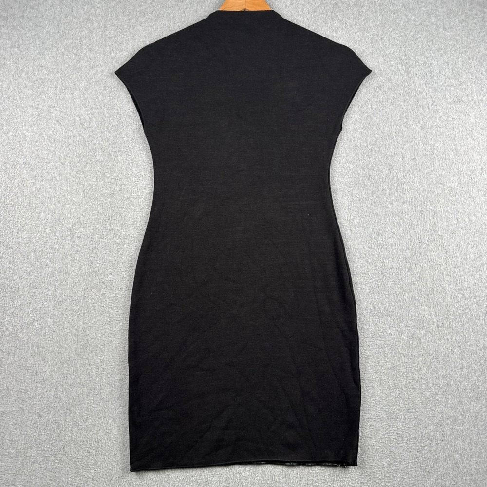 Zara Dress Womens Medium Bodycon Black Mock Neck Cap Sleeve Knit Stretch - Picture 2 of 7
